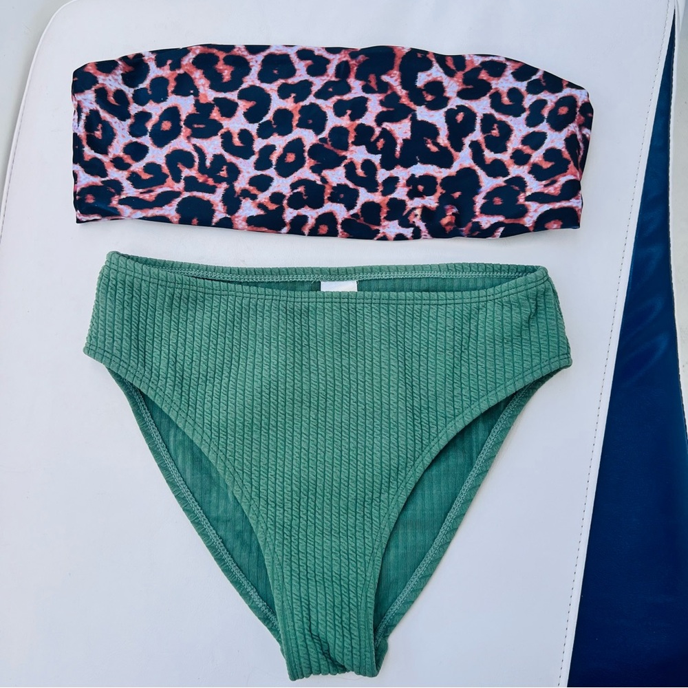 SHEIN Green Ribbed Bikini Set